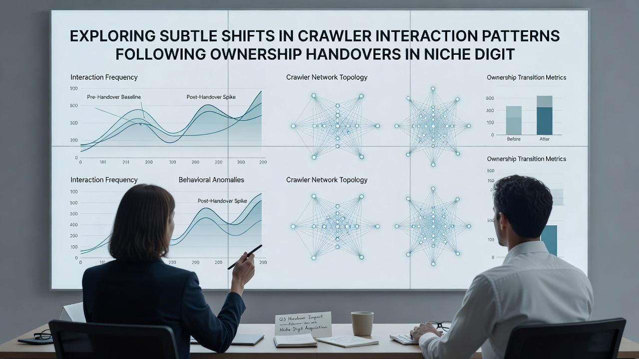 Graph illustrating crawler request volume trends post-ownership change across niche digital sites