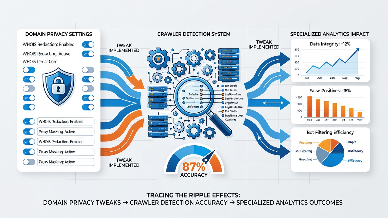 Graph illustrating changes in crawler detection accuracy following domain privacy modifications